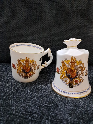 Royal Memorabilia, Royal Wedding Charles And Diana, Bone China Mug And Bell - Afbeelding 1 van 12