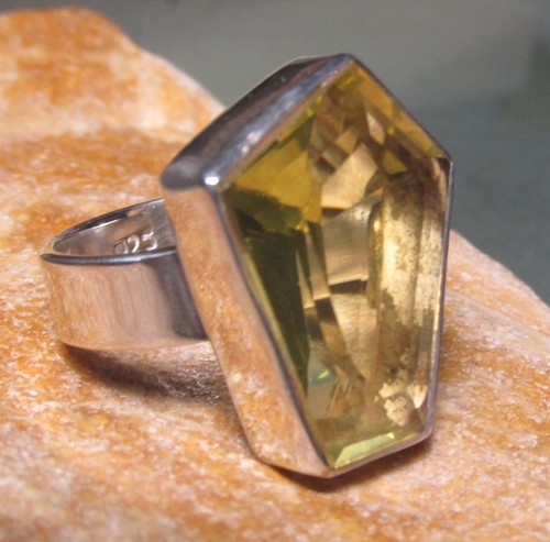 925 sterling silver cut lemon quartz cocktail ring UK N/US 6.75. Gift bag. - Picture 7 of 9