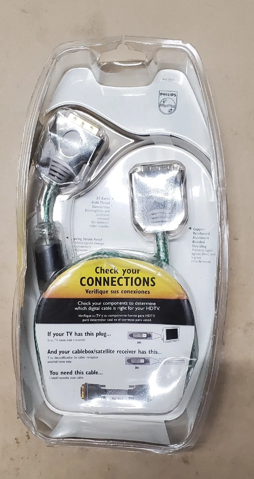 Cabo Philips DVI 6 pés HDTV Home Theater ouro 24K NOVO - Imagem 2 de 2