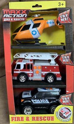 MAXX ACTION FIRE & RESCUE VEHICLE PLAYSET LIGHTS & SOUND SUPER FUN!!
