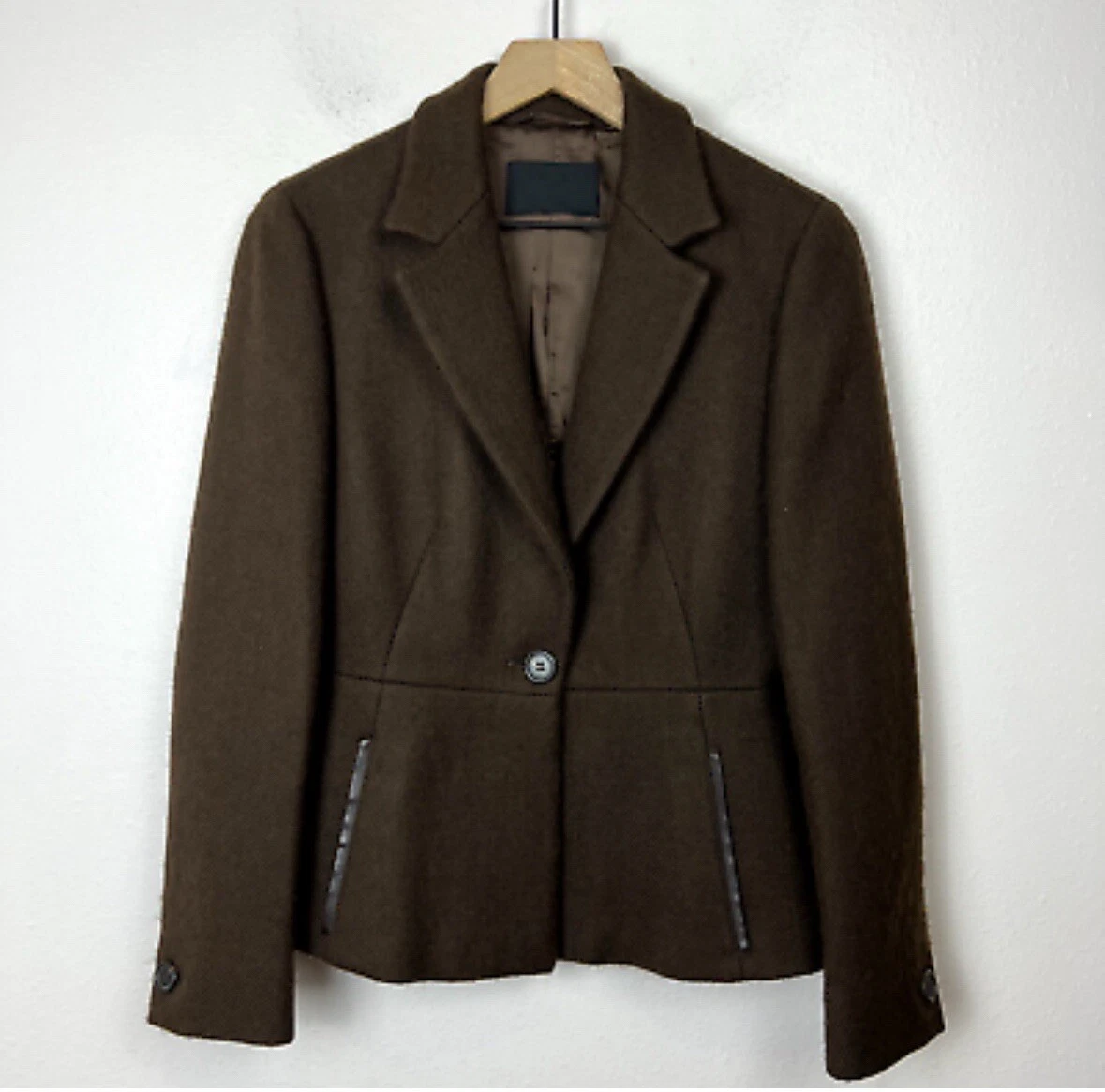 Giacca blazer donna Prada $1250 100% lana 100% pelle taglia 42