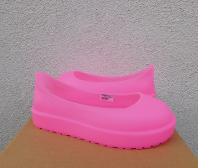 UGG TAFFY PINK WATERPROOF RUBBER RAIN BOOT GUARD GALOSH, SZ L WOMEN 12-14 ~NIB