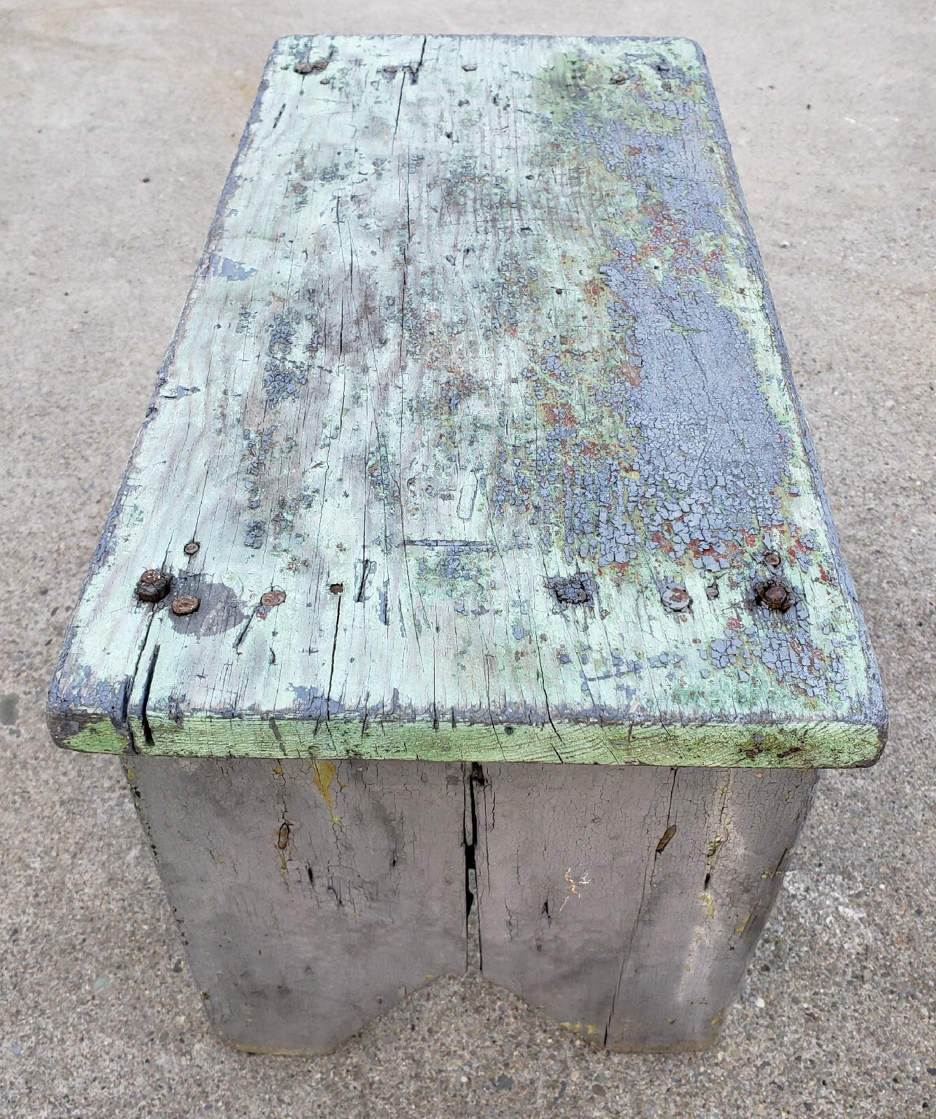 Antique Primitive Folk Art Wooden Cricket Foot Stool Bench Chippy Old ...