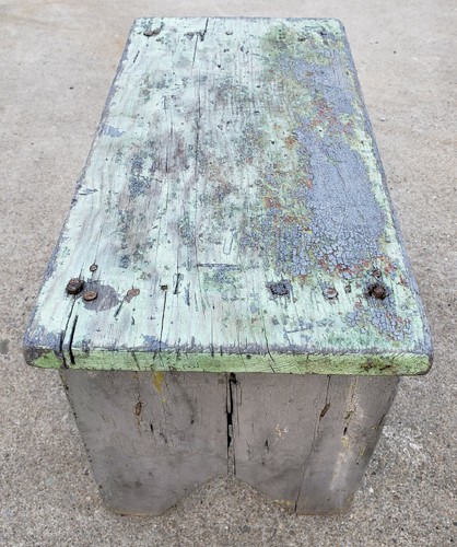 Antique Primitive Folk Art Wooden Cricket Foot Stool Bench Chippy Old ...