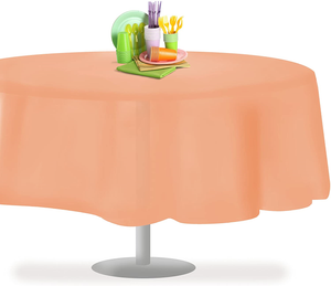plastic table beige disposable inch premium pack round tablecloth peach