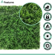 20" x 20" Fern Artificial Plant Wall Square Panels Faux Grass Decor Boxwood