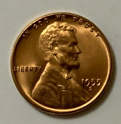 1955 S Lincoln Wheat Penny - UNC - Beautiful Red Tone. Combined Shipping.