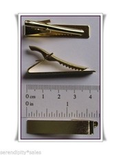 100 Gold Tone Tie Bar Clip Findings ~ Flat Gluable Surface 1.6" long x .3" wide
