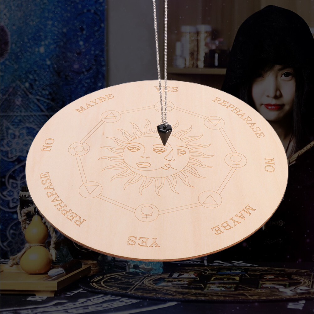 Witchcraft Pendulum Board Wiccan Dowsing Divination With Crystal Necklace Game - Picture 10 of 15