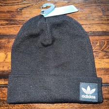adidas Originals Unisex Adult Grove Beanie Cap Hat Trefoil Logo Black/White NEW