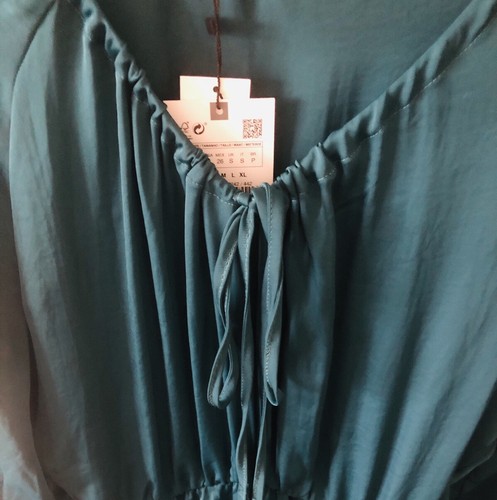 NWT ZARA DARK BLUE SATIN EFFECT V-NECK JUMPSUIT 1165/242 - Picture 12 of 12