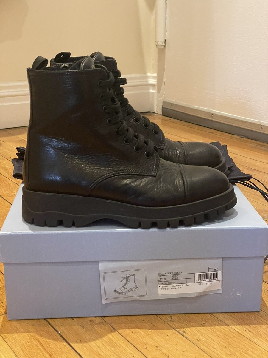 Botas Deportivas Botas Prada Militar Imitacion Brushed Leather