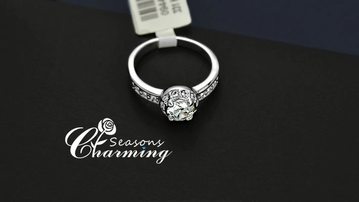 Wedding Ring Classic White Gold Plated 1ct Top CZ Stone Finger Ring Engagement  - Image 4 of 4