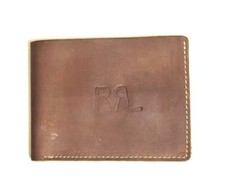 RRL RALPH LAUREN UNISEX Leather bifold wallet brown SIZE 9.5 x 11.5cm USED