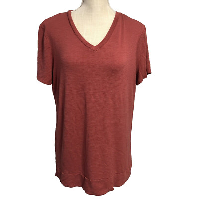Adrianna Papell Womens Size Medium Mauve Pink Short Sleeve Top Stretchy Soft!!