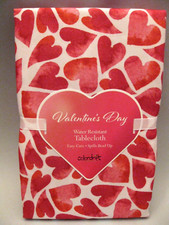COLORDRIFT VALENTINE DAY RED Pink Heart Tablecloth Easy Care 60 x 84 NEW