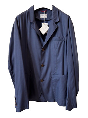 Brunello Cucinelli Mens Super Lightweight Wool/Silk Travel Blazer Navy Size M