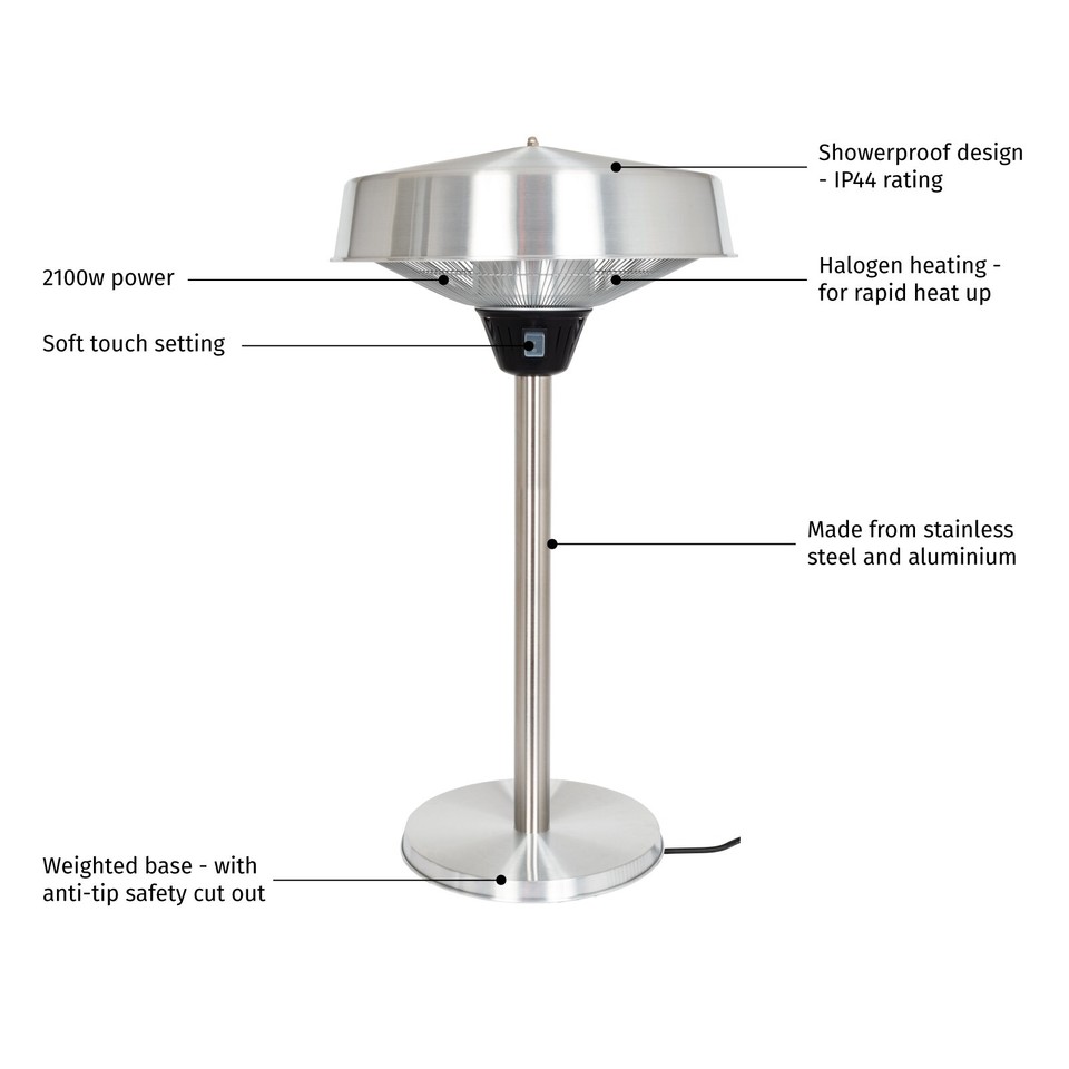 La Hacienda Outdoor Tabletop Patio Halogen Silver 2100W Electric
