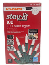 SYLVANIA 100 count LED Mini Lights Pure White Stay-Lit Christmas Lights