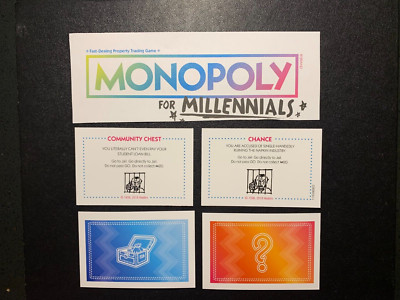 Monopoly   GO TO JAIL CARDS    For Millennials    lot of 2    2018