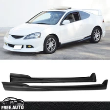 Fits 02-06 Acura RSX Mugen Style Side Skirts Extension Unpainted Black  PU