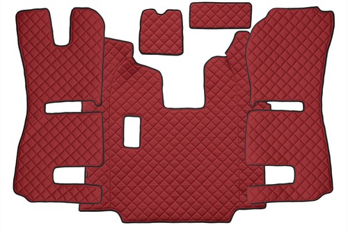Tapis De Porte En Cuir écologique Pour Scania S/R Nextgen - Noir Coutures Rouges | Protection Tableau De Bord Camion