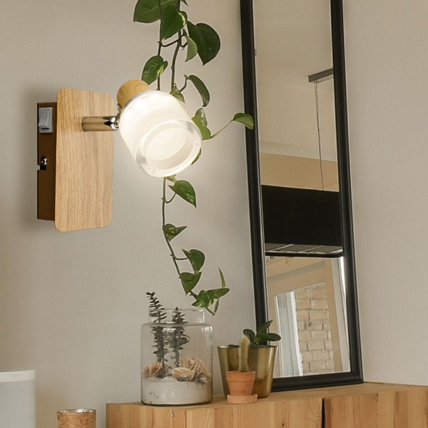 Wandlampe Wandleuchte Holzlampe Schwenkbar Led Wohnzimmerlampe Leseleuchte B 7Cm-image