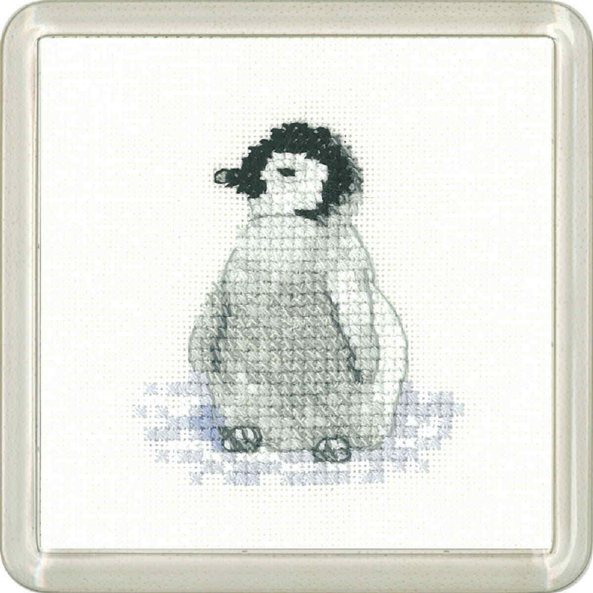 Heritage counted cross stitch kit Aida ""Penguin Chick (A)"", CFPE1393-A, Coaster