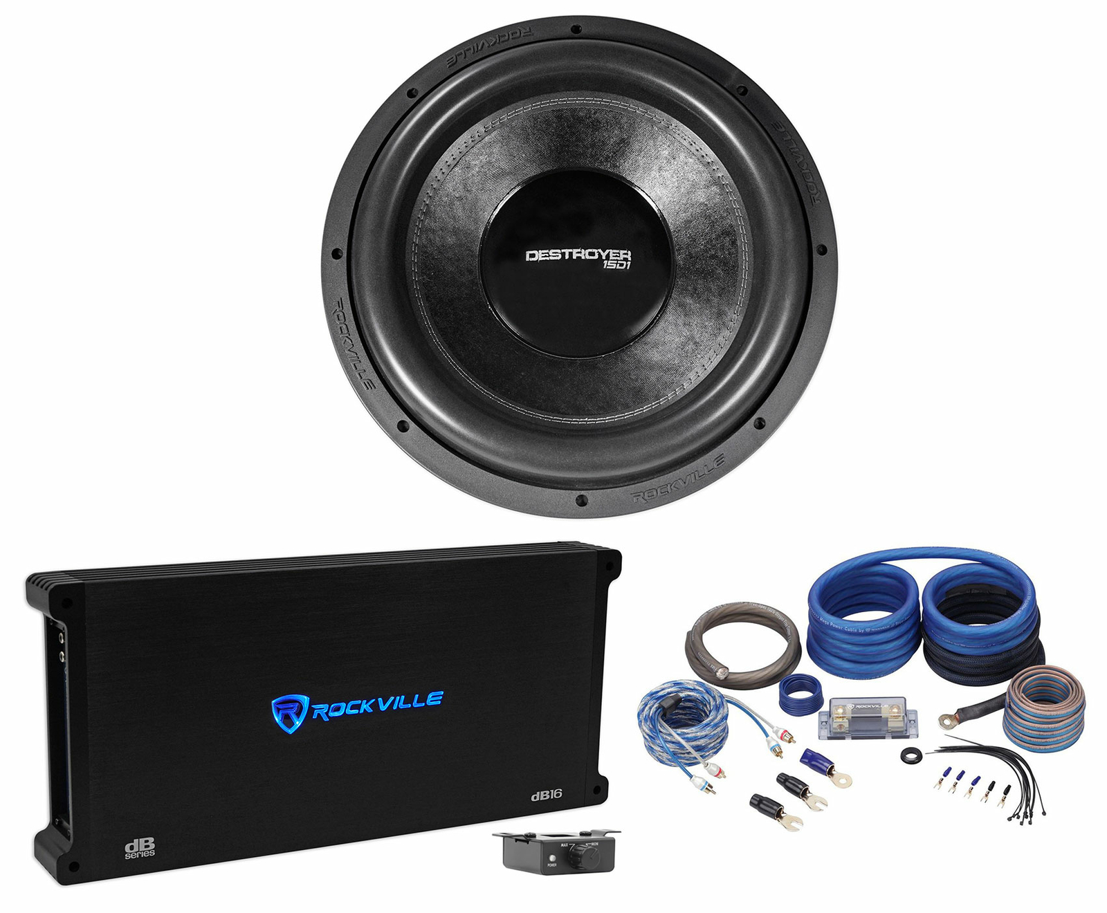 Автомобильный сабвуфер Rockville Destroyer 15D1 15 для соревнований моноусилитель Комплект усилителей 93990₽