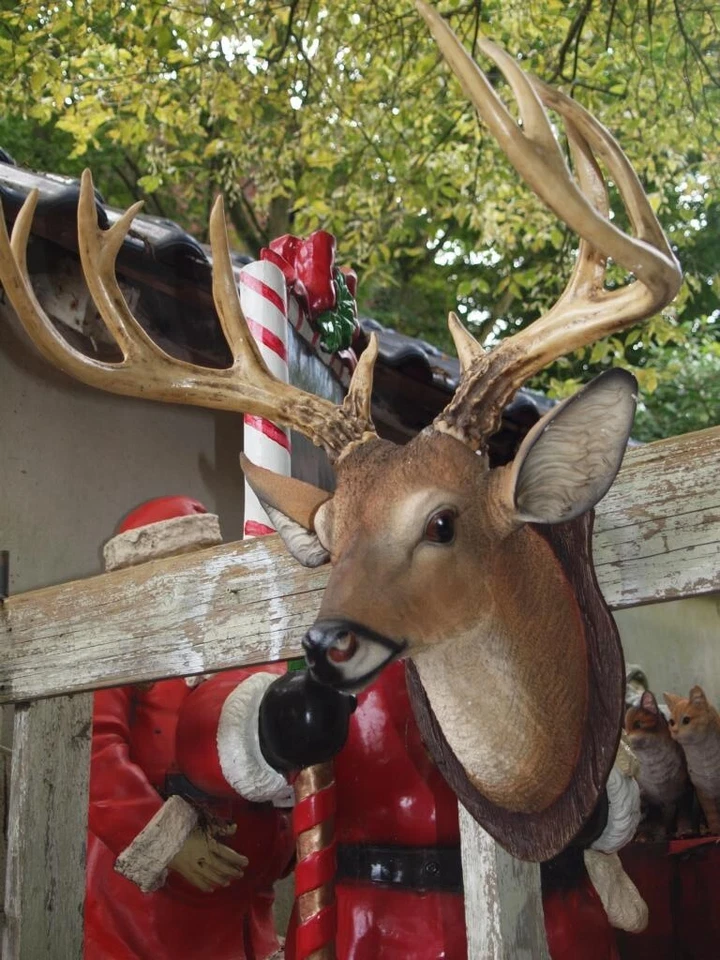 Hirsch Kopf Deko Figur 50cmx60cm  lebensecht Wand Deko Gartenfigur  NEU - Bild 2 von 4