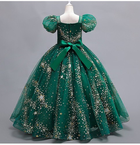 Kids Prom Gown Elegant Sequin Bridesmaids Girls Wedding Party Princess Dresses - Picture 9 of 18