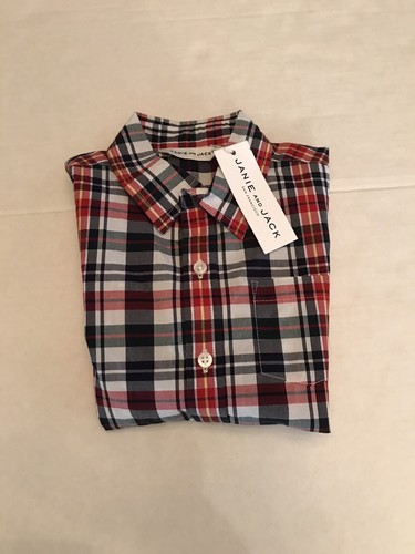 Janie & Jack CLASSIC Plaid Button Up SHIRT Boys Blue Red 100% Cotton Sz 4 New - Picture 6 of 6