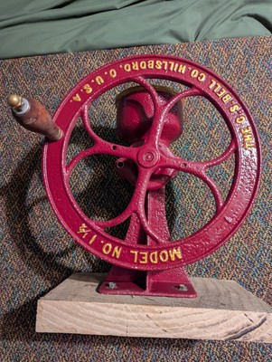 Vintage Coffee Mill Grain Grinder Antique Cast Iron Enterprise Mfg #50 RED GOLD