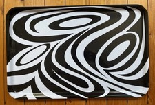 Large Melamine Serving Tray Rectangular Black / White Zebra Pattern NEW