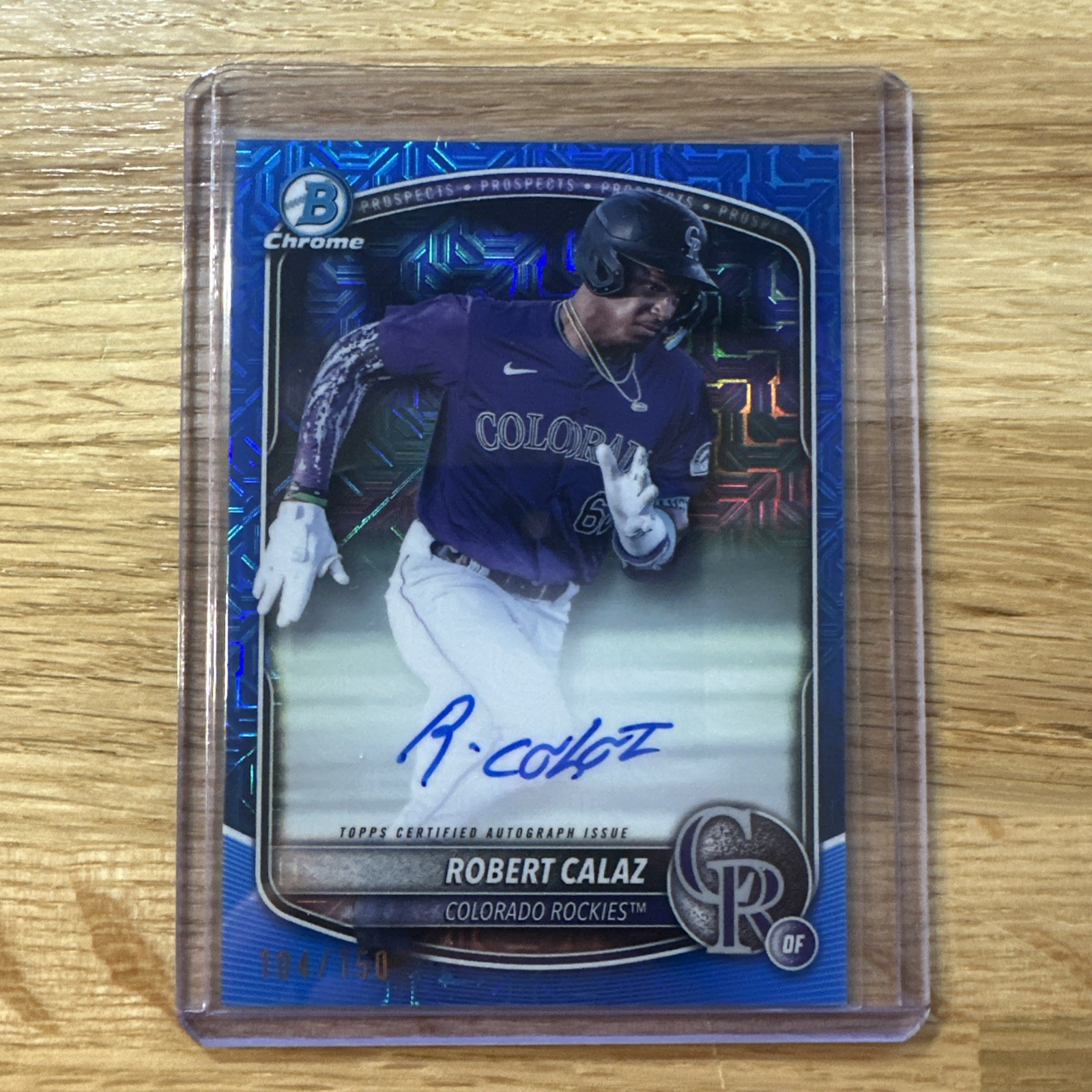 2025 Bowman Chrome Blue Mojo Refractor Auto Robert Calaz /150 Rockies