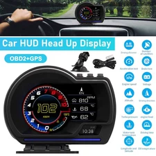 3-inch HUD OBD2+GPS car head up digital display speedometer  MPH overspeed alarm