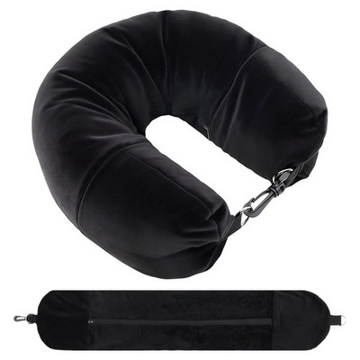 Fampery 1-Pack Stuffable Travel Pillow for Extra Luggage - Neck Black 