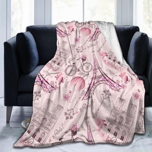 Paris Eiffel Tower Throw Blanket Ultra Soft Warm All Season Romantic Travel i...