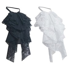 Victorian Style Ruffled Lace Neck Faux Collar Detachable Jabot Necktie for Women