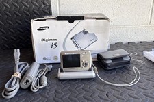 Samsung Digimax i5 Digital Camera 5MP W/Cradle Charger Manual Card Box Excellent