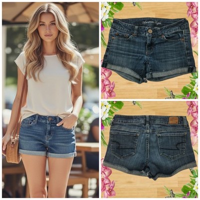 American Eagle 2'' Dunkel Blaue Abgeschnittene Jeans Kruz Hose Damen Größe 2/28 