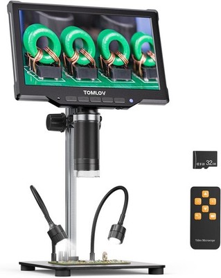 TOMLOV 10'' Digital Microscope 1080P 1200X 16MP Coin Microscope Solder Magnifier
