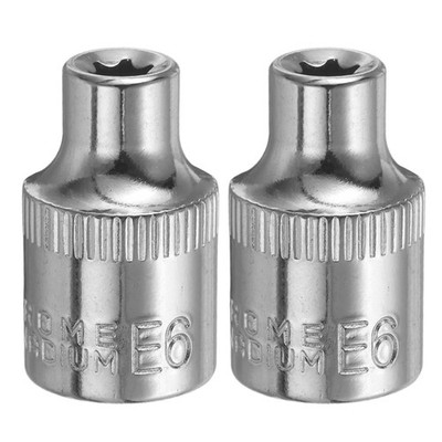 2pcs E-Torx Socket 3/8'' Drive E6 External Torx Deep Socket 1.2'' Star Sockets
