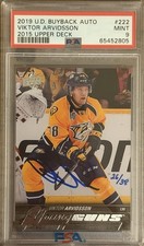 2019 UD BUYBACKS Viktor Arvidsson  PSA 9 AUTO #26/38 YOUNG GUNS RC ROOKIE 2015