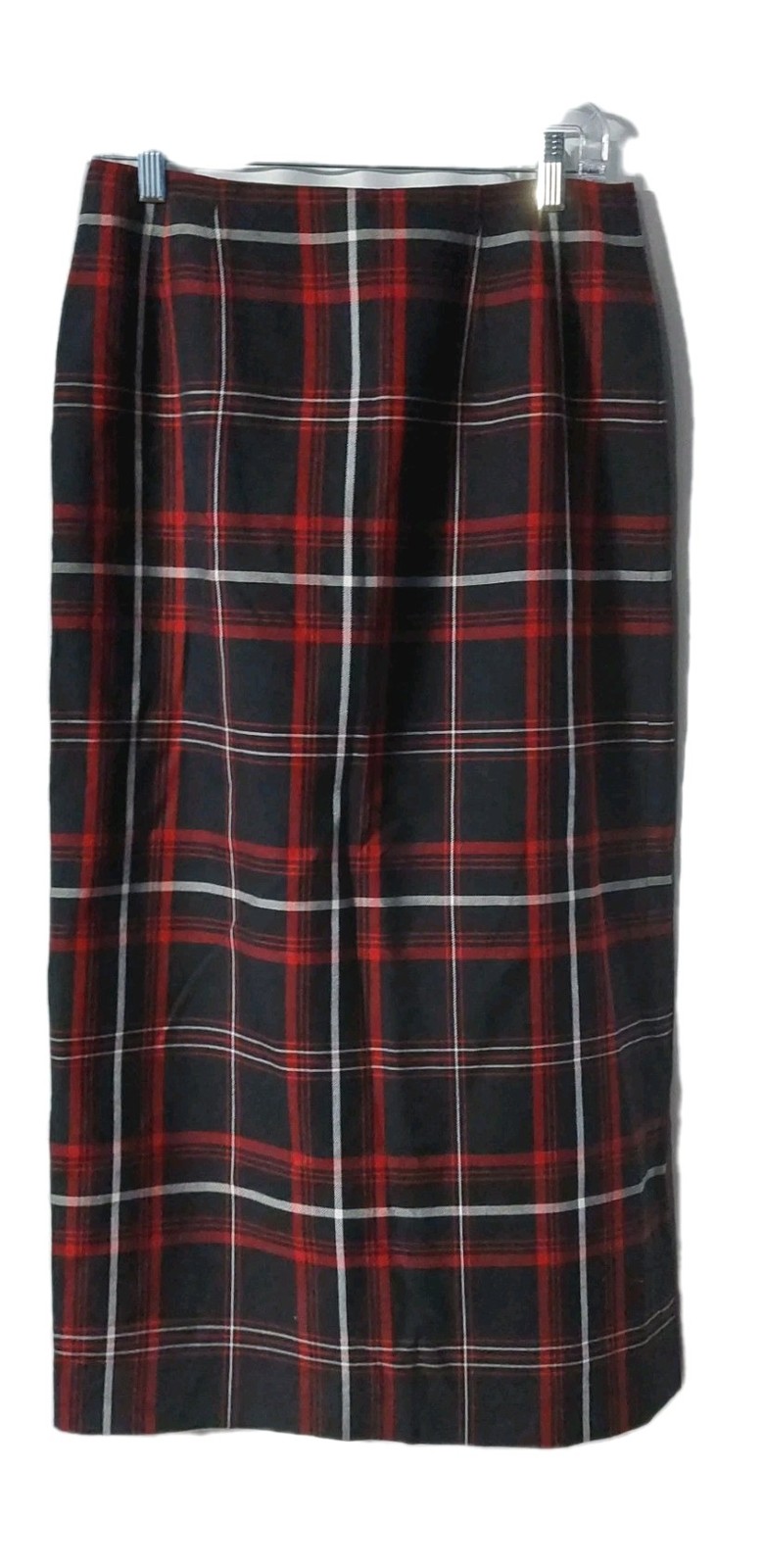 Charter Club Skirt Size 10 Red Plaid Printed Wool Blend Length 35