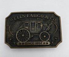Wells Fargo  Co. Since 1852 Vintage 1973 Commemorative Belt Buckle 3"