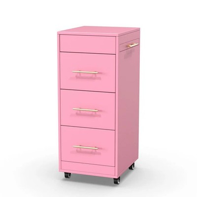 Mobile Salon Trolley Cart with 3 Drawers, Curling Iron Holders & Locking Wheels