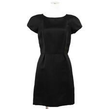 CHANEL Dress Size 36 Women P41856 Silk satin dress with French sleeves Black