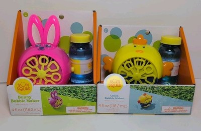 Lot Of 2 Sun Squad Chick & Rabbit Bubble Maker 4 fl oz for Parties Outdoor Fun