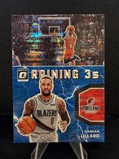 2021-22 Donruss Optic-Raining 3s-Damian Lillard #9 Blue Pulsar Prizm